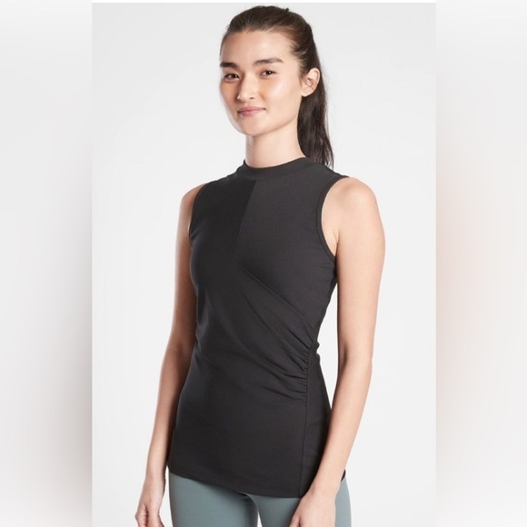 Athleta Tops - ATHLETA Bayview Athleisure Ruched Black Sleeveless Top